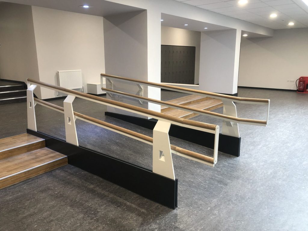 Indoor ramp with handrails