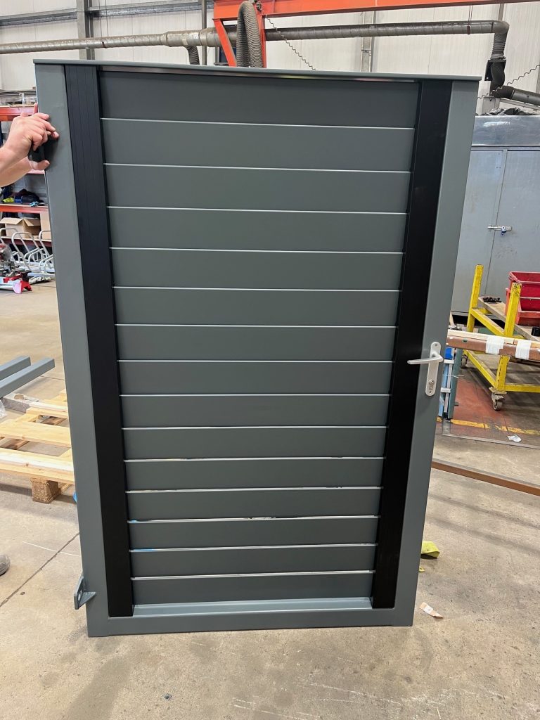 Gray door being held up